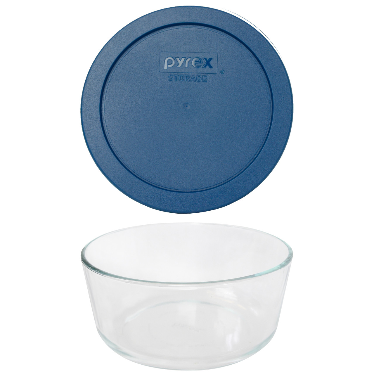 Pyrex (1) 7203 7-Cup Glass Food Storage Bowl and (1) 7402-PC Blue Spruce Plastic Lid, Clear