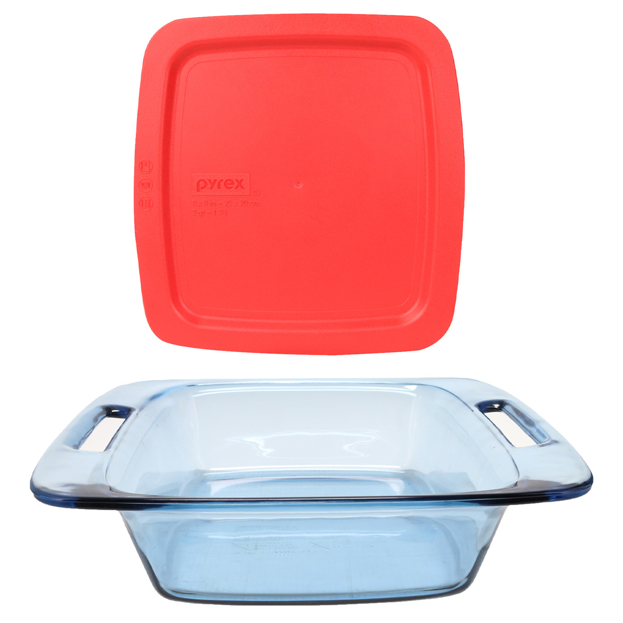 Pyrex (1) C-222 2qt Easy Grab Glass Baking Dish & (1) C-222-PC