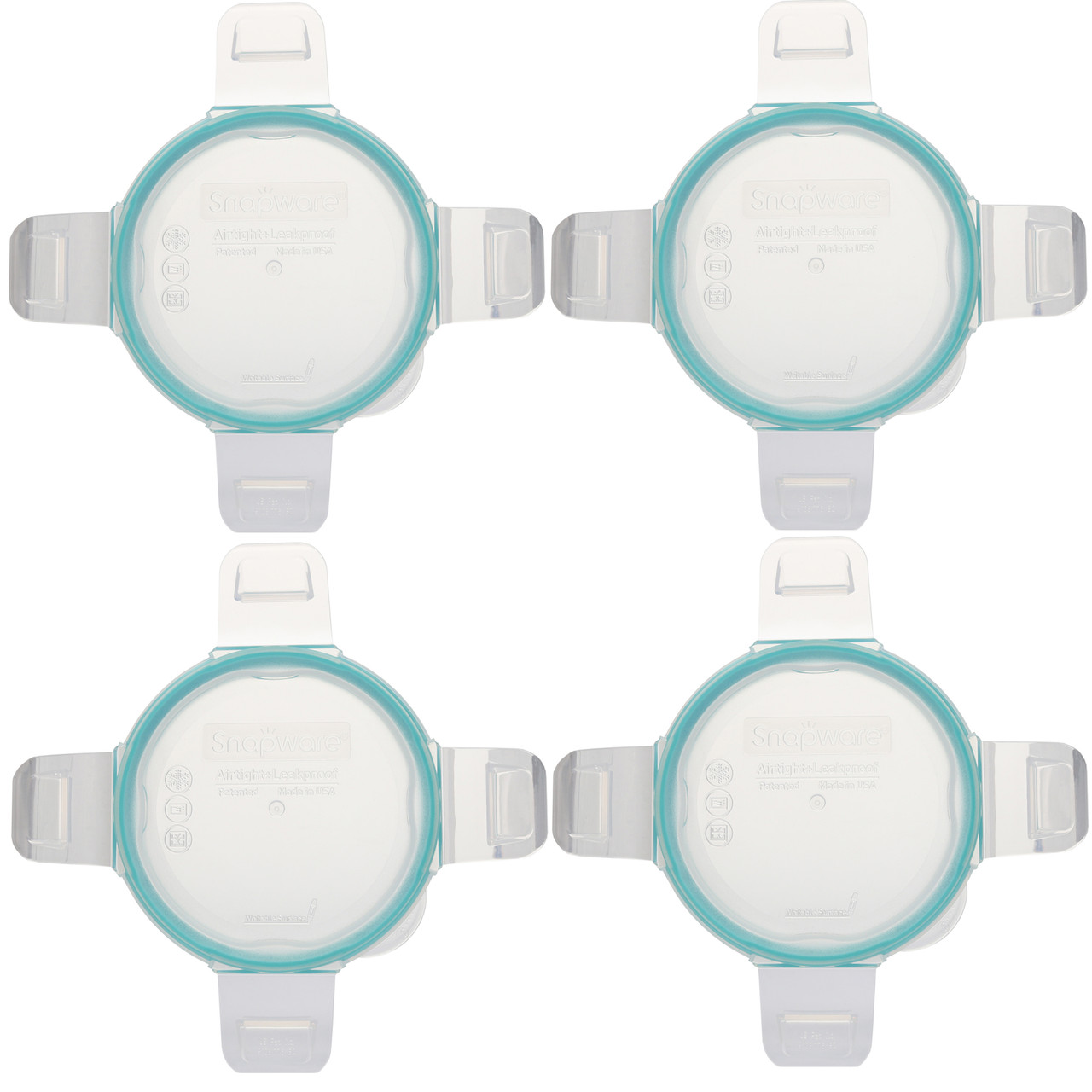 Snapware 7202R Clear Total Solutions Lids with Teal Blue Gaskets - 4 Pack