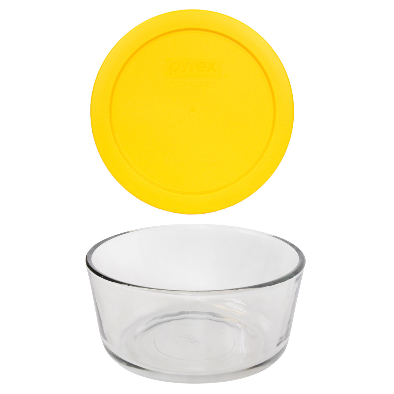 Pyrex (1) 7201 4-Cup Glass Bowl & (1) 7201-PC Meyer Lemon Yellow Lid