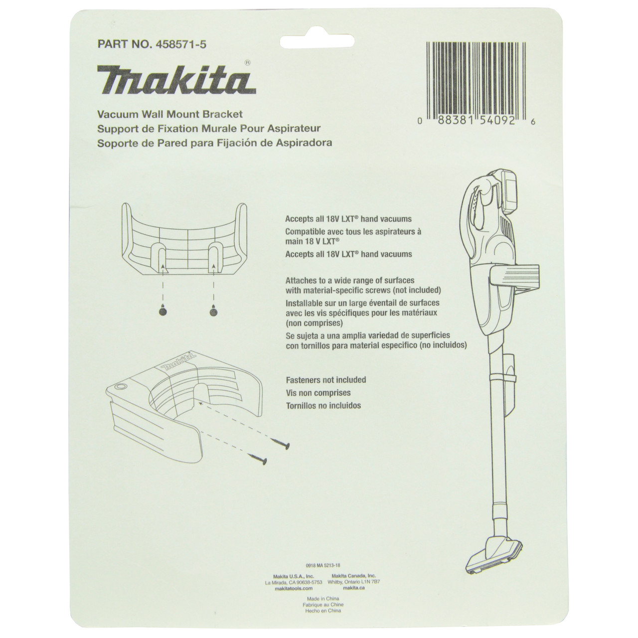 Makita 458571-5 Vacuum Wall Mount 