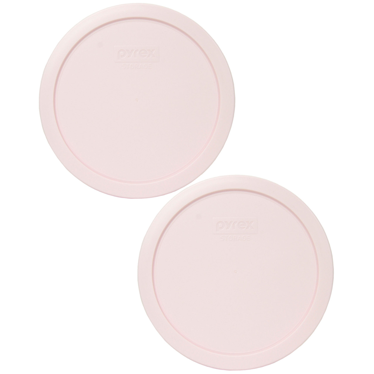 Pyrex 7203 7-Cup Round Glass Food Storage Bowl with 7402-PC Loring Pink Plastic Lid Cover (4-Pack)