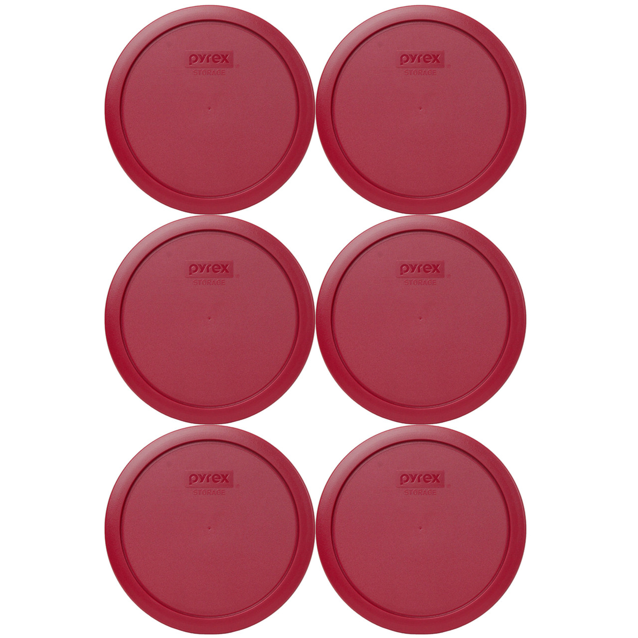 Pyrex 7203 7-Cup Round Glass Food Storage Bowl and 7402-PC Red