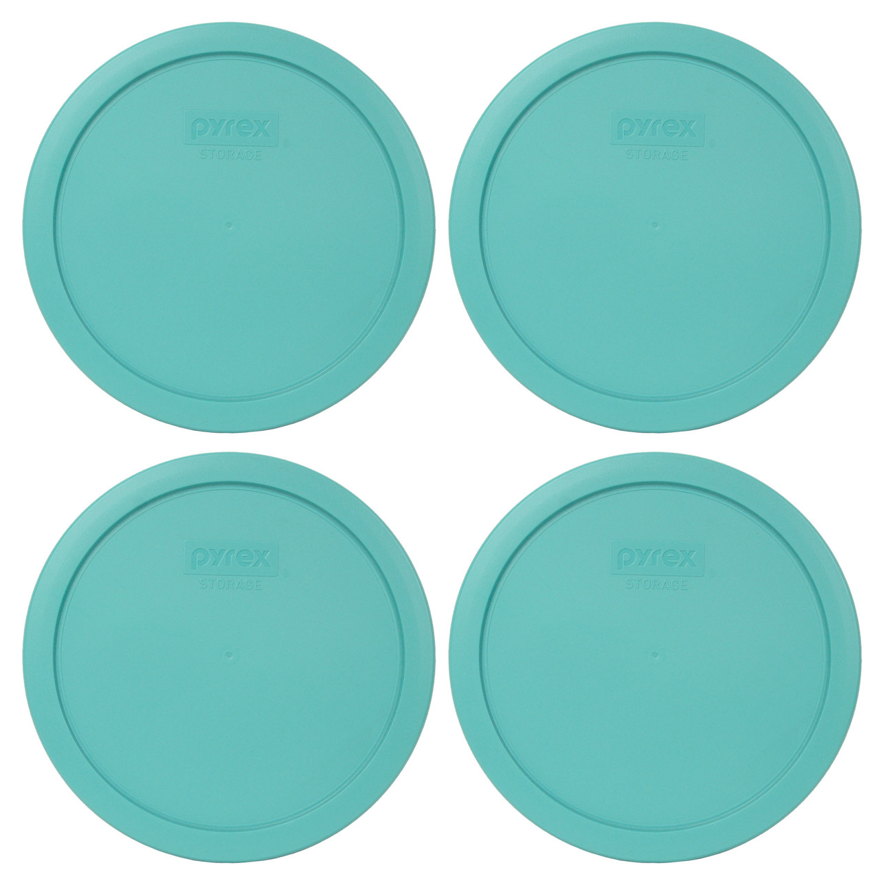Pyrex 7203 7-Cup Glass Food Storage Bowls w/ 7402-PC 7-Cup Turquoise Lid Covers