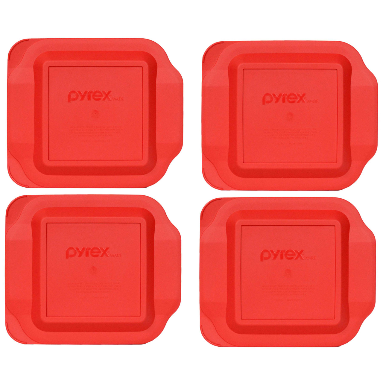 Pyrex 222 Square Glass Baking Dish w/ 222-PC Red Plastic Lid Cover 