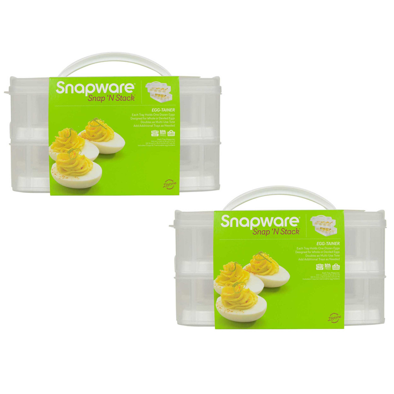 Snapware Plastic 2-Layer Snap 'n Stack Food Storage with Egg Holder Trays (2-Pack)