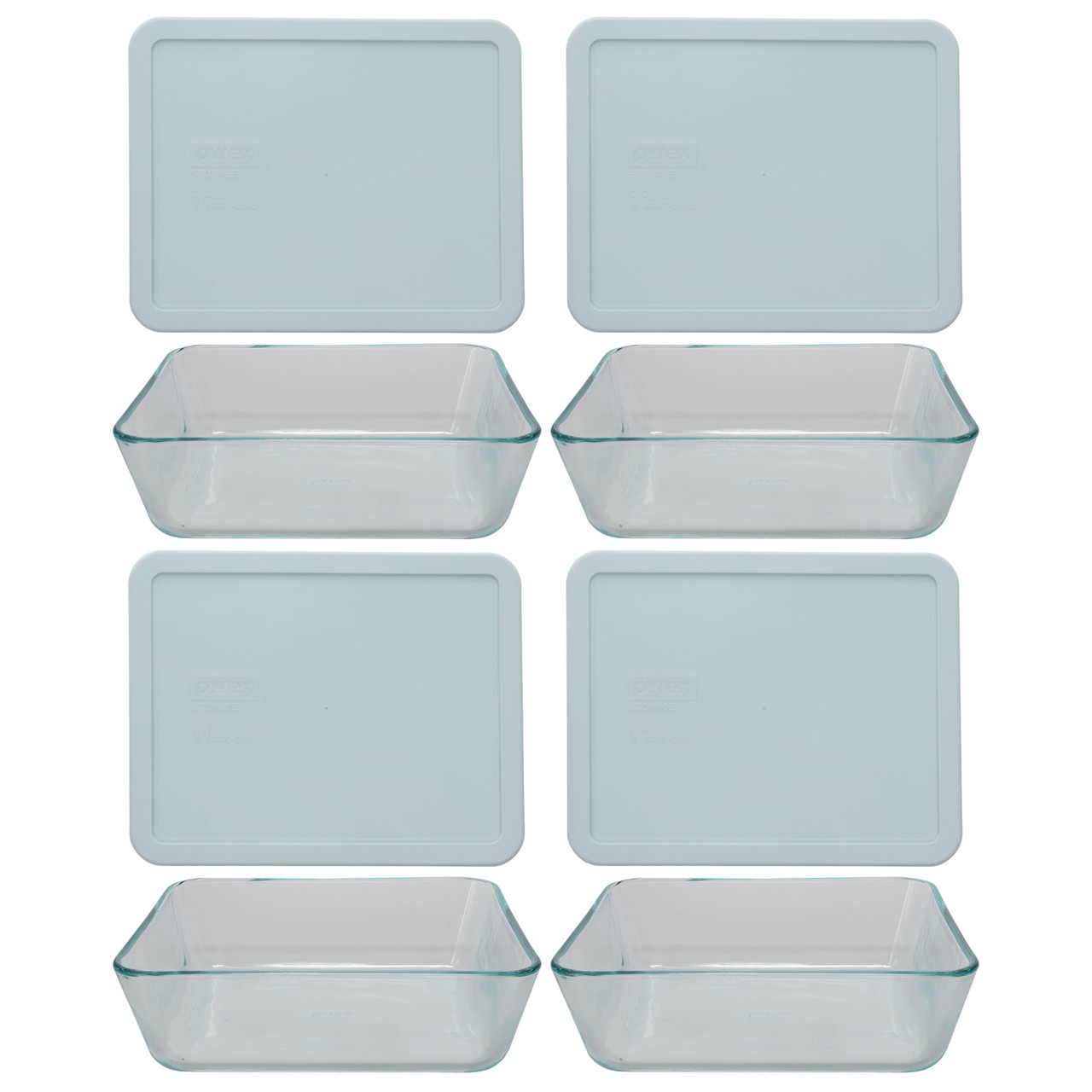 Pyrex 7212 11-Cup Rectangle Glass Food Storage Dish w/ 7212-PC White Lid  Cover (4-Pack)