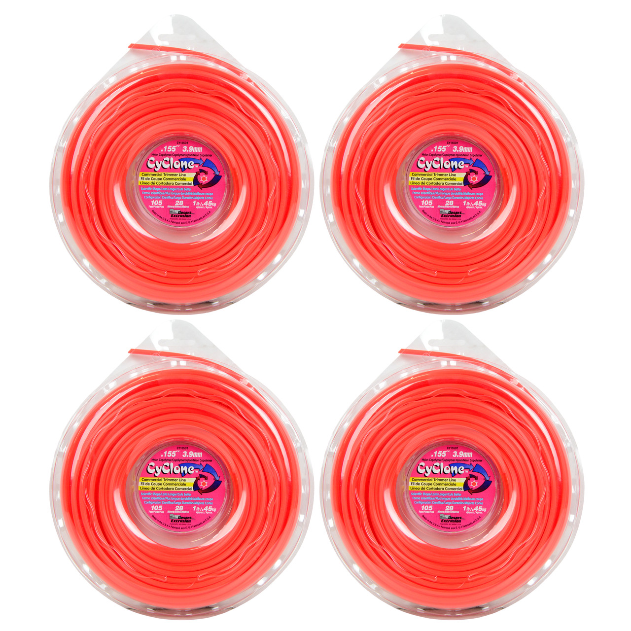 Cyclone CY155D1 0.155" x 105' Commercial String Trimmer Line Red (4