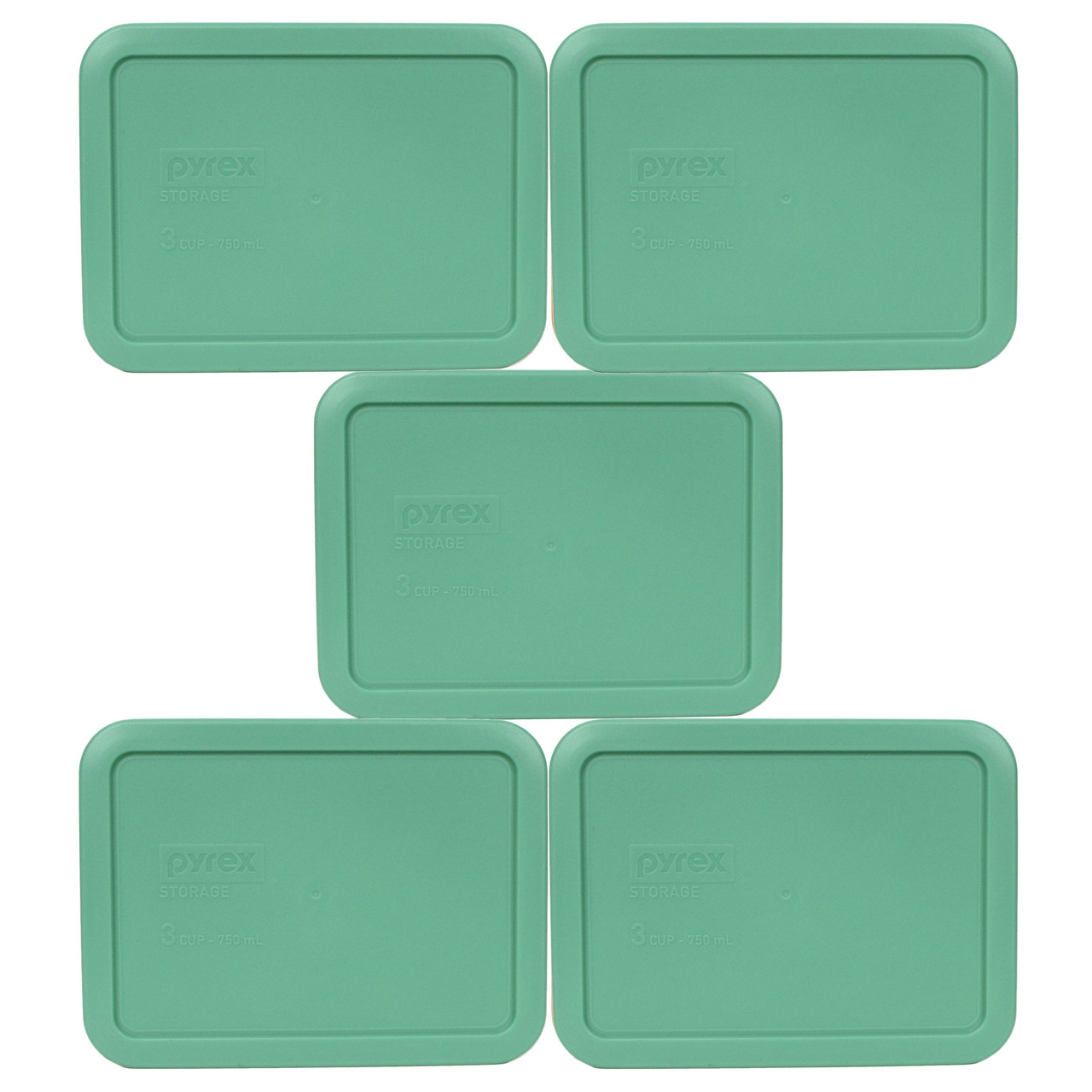 Pyrex 7210 3-Cup Rectangle Glass Food Storage Dishes w/ 7210-PC 3-Cup Light  Green Lid Covers (2-Pack)