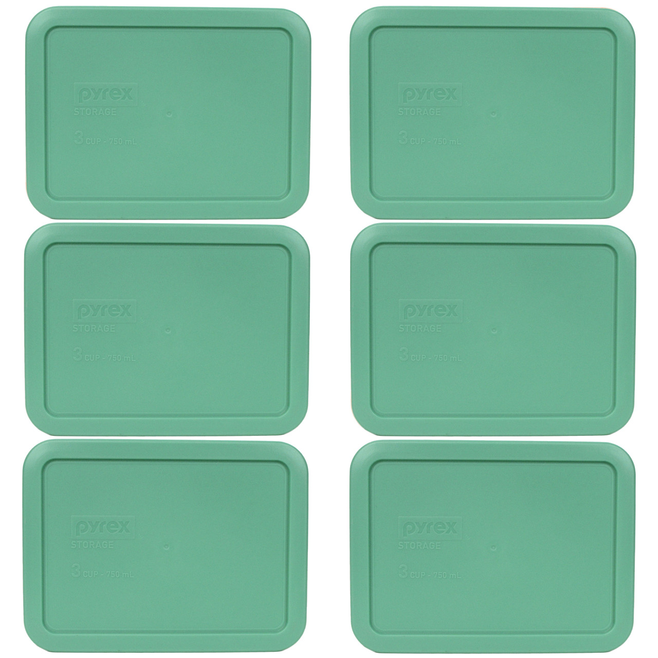 Pyrex Rectangular 3 Cup (750ml) Plastic Storage Cover (2, Green)