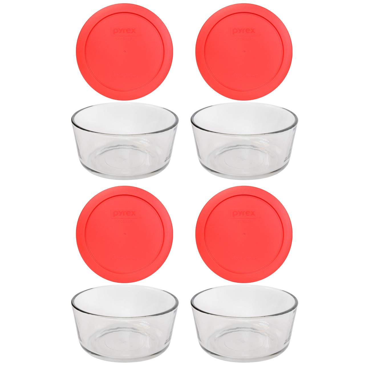Pyrex 7201 Round 4-Cup Glass Food Storage Bowl and 7201-PC Sangria