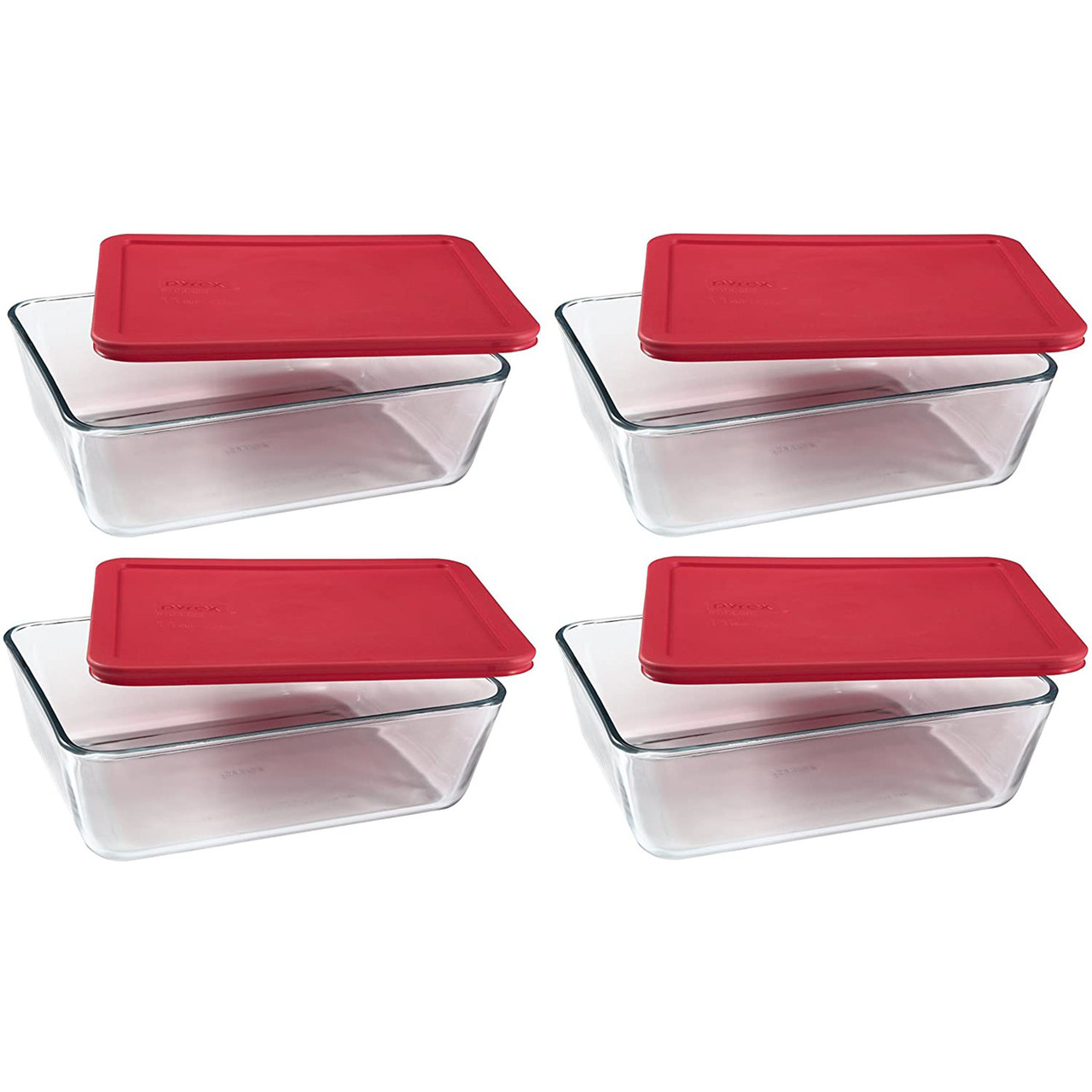 6-cup Rectangular Glass Food Storage Container with Red Lid