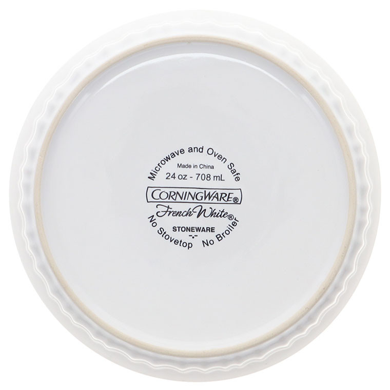 Corningware 24 Oz Round Casserole Dish With Plastic Lid - Oven, Microwave & Freezer Safe White Ceramic Baker