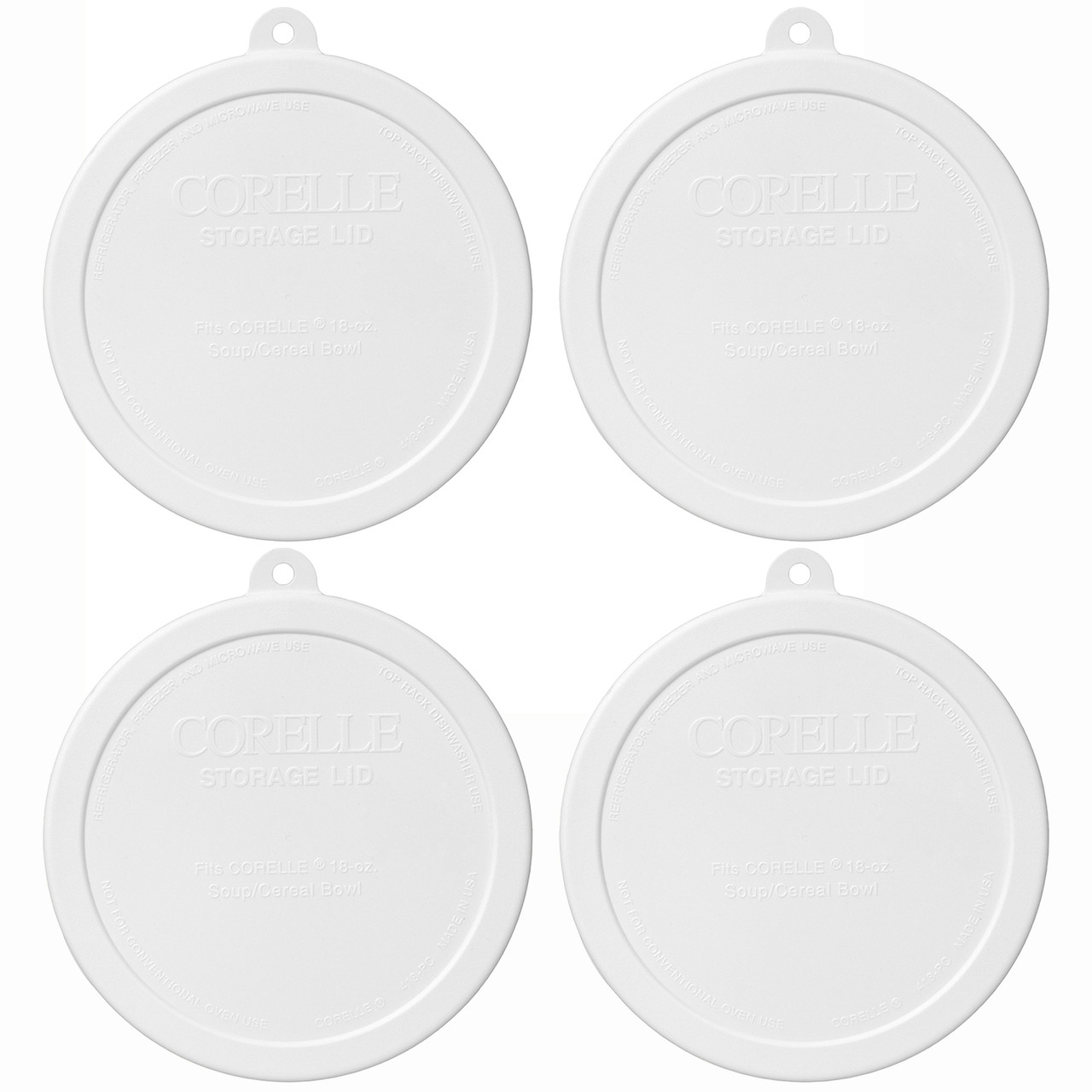 Corelle 418PC White 18oz Round Plastic Food Storage Replacement Lid