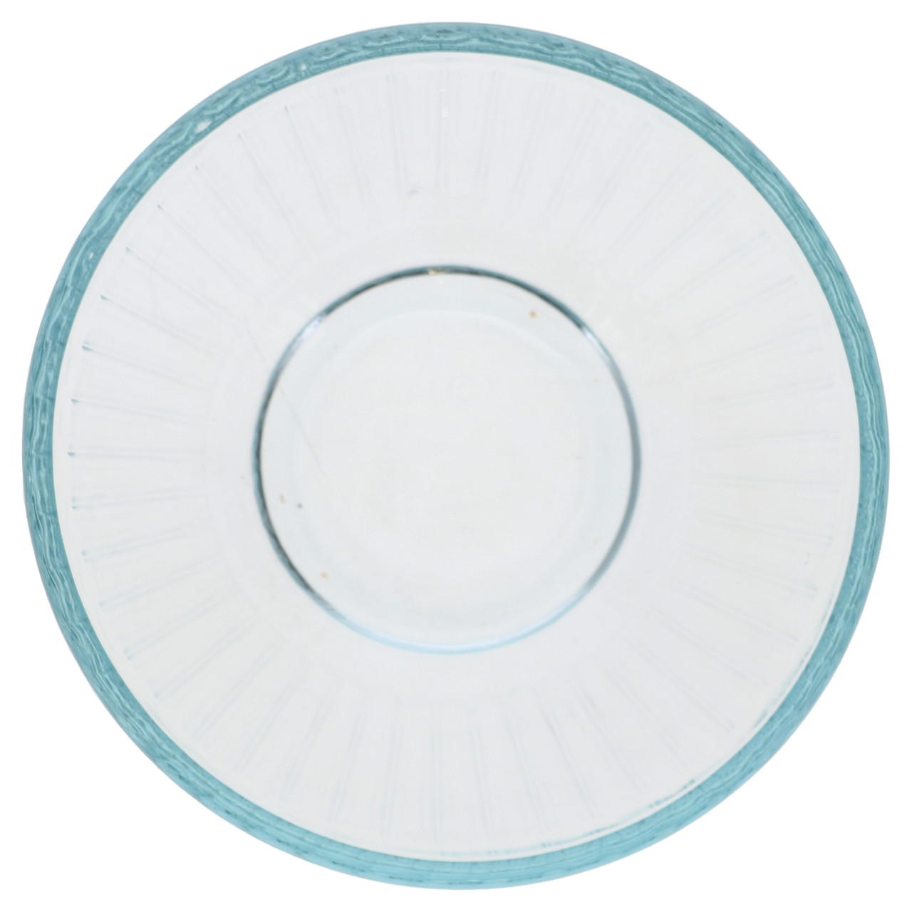 Pyrex 10-Cup Sculpted Glass Mixing Bowl With Cadet Blue Lid - Made In USA, Microwave Safe