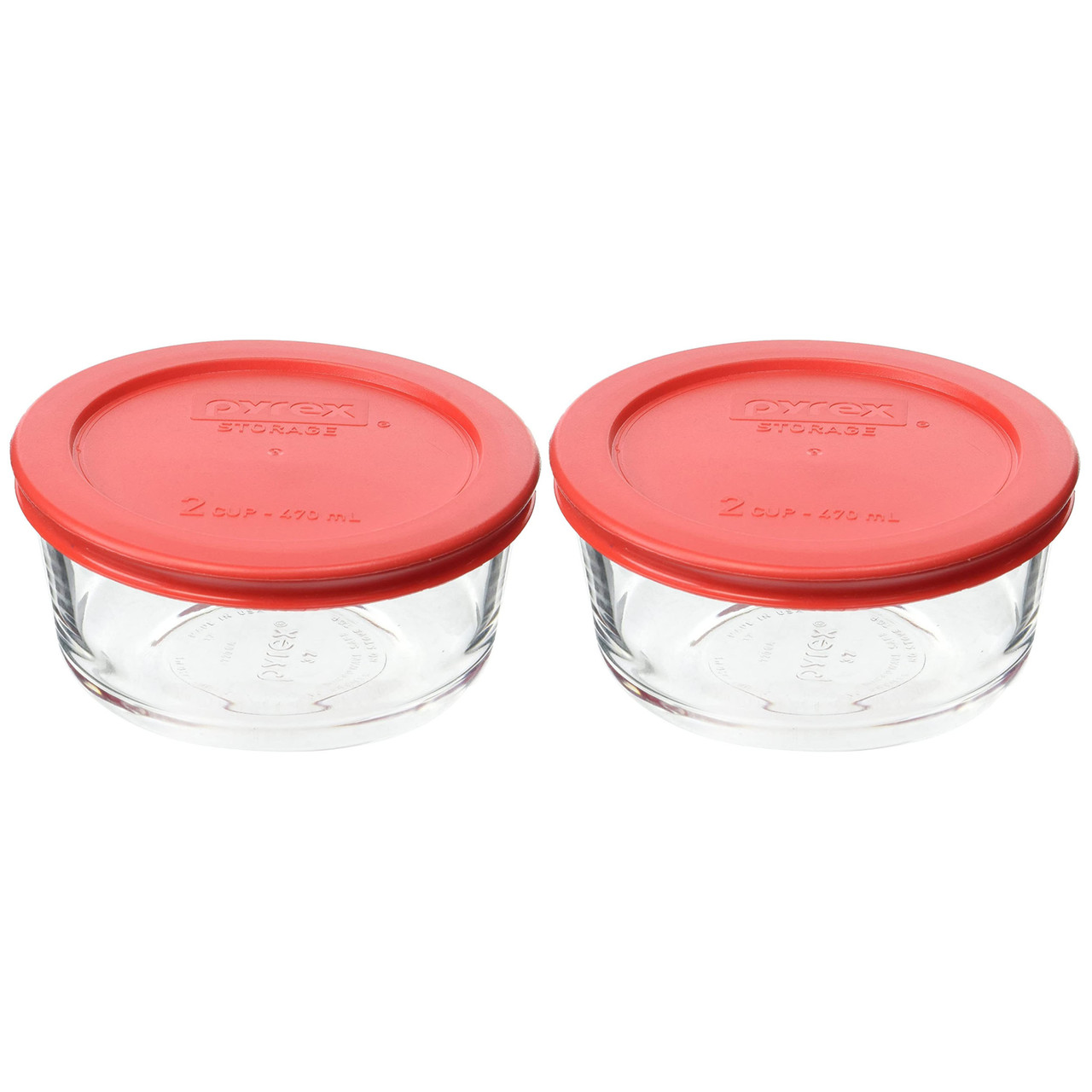 Vochtigheid Buitenland gouden Pyrex (2) 7200 2 Cup Glass Bowls and (2) 7200-PC Red Food Storage Lids -  Made in USA | Helton Tool & Home