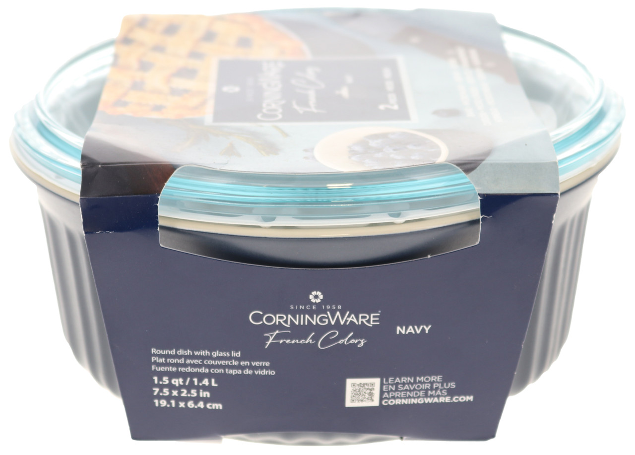 CorningWare 1.5 qt/1.4 L French Colors Navy Blue Baking Dish with Lid ...