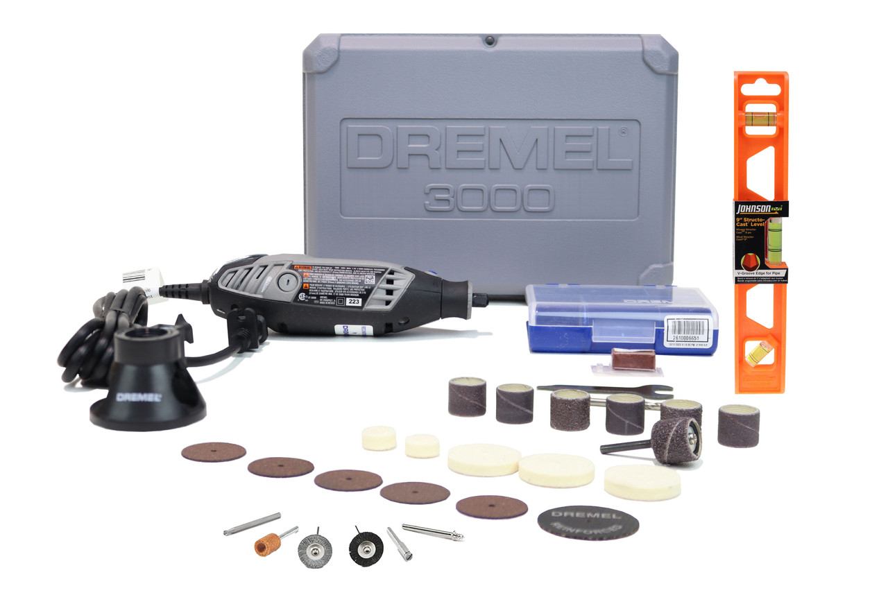 Dremel 3000-DR-RC Rotary Tool Kit (Recon) & Johnson Level 1402-0900