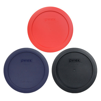 Pyrex 7201-PC Black, Blue, and Red 4-Cup Plastic Replacement Lids