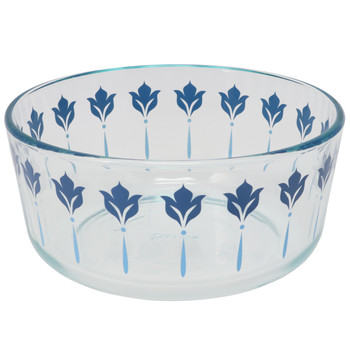 Pyrex 7203 7 Cup Blue and Teal Flower Glass Dish W/ 7402-PC Turquoise Lid Cover Pyrex 7203 7 Cup Blue and Teal Flower Glass Dish W/ 7402-PC Turquoise Lid Cover