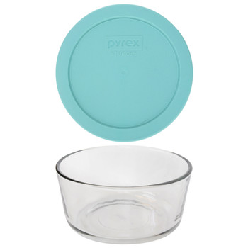 Pyrex (1) 7201 4-Cup Glass Bowl & (1) 7201-PC Jade Dust Green Lid