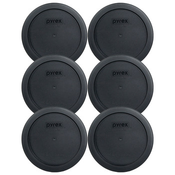 Pyrex 7201-PC Black Round Plastic Food Storage Replacement Lid Cover (6-Pack)