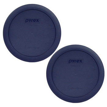 Pyrex 7201-PC Blue Round Plastic Food Storage Replacement Lid Cover (2-Pack)