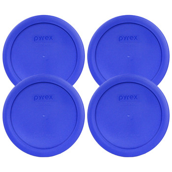 Pyrex 7201-PC Cadet Blue Round Plastic Food Storage Replacement Lid Cover (4-Pack)