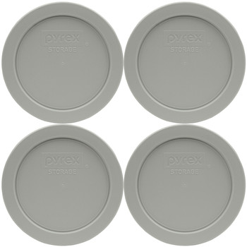 Pyrex 7200-PC Jet Gray Round Plastic Food Storage Replacement Lid Cover (4-Pack)