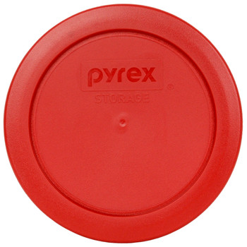Pyrex 7200-PC Poppy Red Round Plastic Food Storage Replacement Lid Cover (2-Pack)