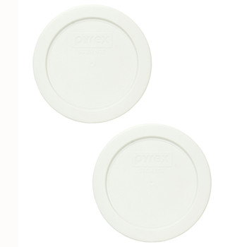Pyrex 7200-PC White Round Plastic Food Storage Replacement Lid Cover (2-Pack)