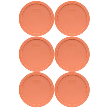 Pyrex 7402-PC Bahama Sunset Orange Round Plastic Food Storage Replacement Lid Cover (6-Pack)