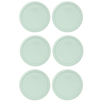 Pyrex 7402-PC Muddy Aqua Blue Round Plastic Food Storage Replacement Lid Cover (6-Pack)