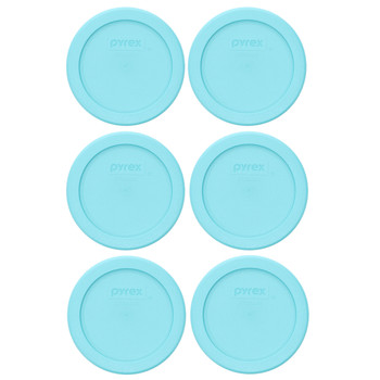 Pyrex 7202-PC Turquoise Round Plastic Food Storage Replacement Lid Cover (6-Pack)