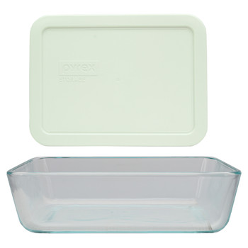Pyrex (1) 7210 3-Cup Glass Food Storage Dish & (1) 7210-PC White Plastic Lid