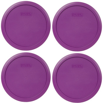 Pyrex 7402-PC Thistle Purple Round Plastic Food Storage Replacement Lid Cover (4-Pack)