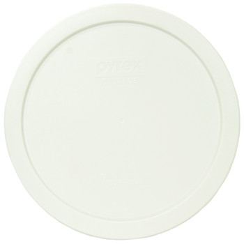 Pyrex 7402-PC White Round Plastic Food Storage Replacement Lid Cover (4-Pack)
