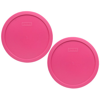 Pyrex 7403-PC Pink Round Plastic Food Storage Replacement Lid Cover (2-Pack)