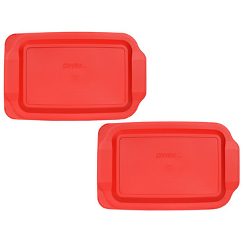 Pyrex 233-PC Red Rectangle Food Storage Replacement Lid Cover (2-Pack)