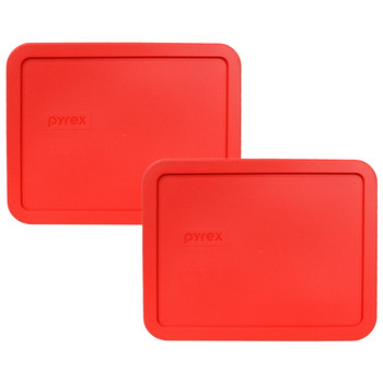 Pyrex 7211-PC Red Rectangle Food Storage Replacement Lid Cover (2-Pack)