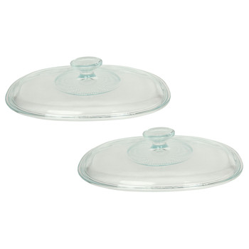 Corningware F-12C Oval Glass Food Storage Replacement Lid (2-Pack)