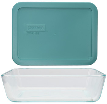 Pyrex (1) 7210 3-cup Glass Container & (1) 7210-PC 3-Cup Jade Dust Green Lid Made in the USA