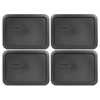 Pyrex 7210-PC Peduca/Charcoal Grey Food Storage Replacement Plastic Lid, Made in the USA (4-Pack)
