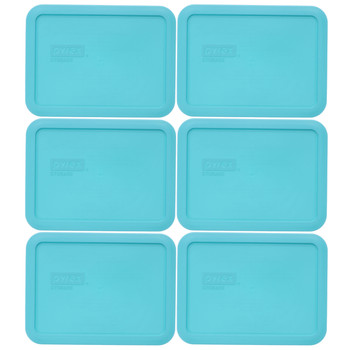 Pyrex 7210-PC Surf Blue Rectangle Plastic Food Storage Replacement Lid, Made in the USA (6-Pack)
