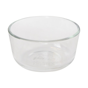 Pyrex 7202 1-Cup Glass Food Storage Bowl with Pyrex 7202-PC Red Plastic Lid Cover