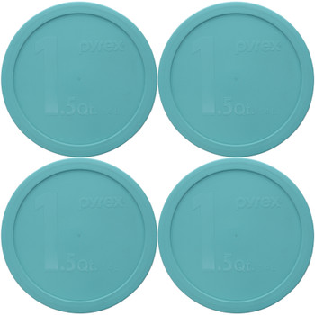 Pyrex 323-PC 1.5qt Sun Bleach Turquoise Mixing Bowl Replacement Lids (4-Pack)