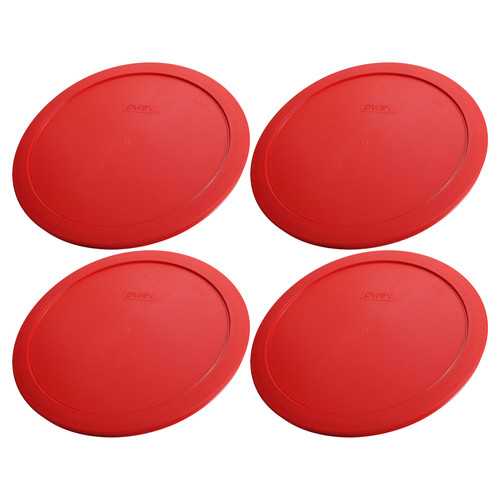Pyrex 7404-PC 4.5qt Poppy Red Food Storage Replacement Lid (4-Pack)