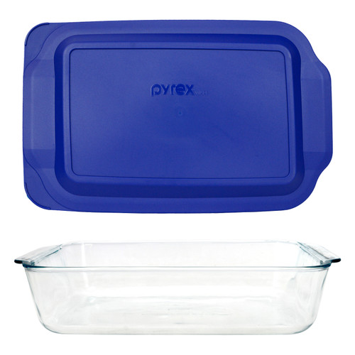 Pyrex 233-D 5-Qt Glass Baking Dish & 233-PC Lagoon Blue Lid