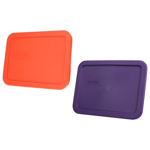 Pyrex 7210-PC 3-Cup Pumpkin Orange and Plum Purple Food Storage Replacement Lids