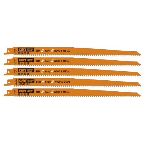 CMT JS1411DF-5 6 TPI 5-Piece 11-Inch Bimetal Saw Blades for Reciprocating Saws